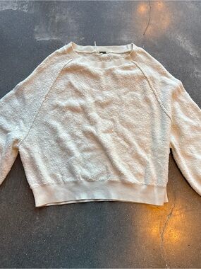 Free People Cream Bouclé Crewneck Sweater